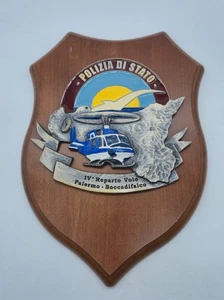 A) CREST IN LEGNO POLIZIA DI STATO QUARTO RERPARTO VOLO PALERMO - Imagen 1 de 1