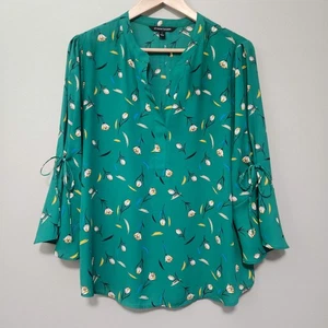 41 Weißdorn Top Damen L grün geblümt fließend Cottagecore Kirche feminine Bluse - Bild 1 von 7