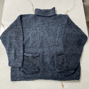 Vintage Amano 2XL Pullover Wool Blue Pockets Handknit Handmade Pachamama See Pic - Picture 1 of 10