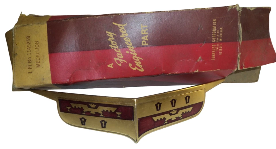 New Old Stock Hood Emblem for 1946-48 DeSoto S-11 Models Mopar #1149258 - Image 1 of 1