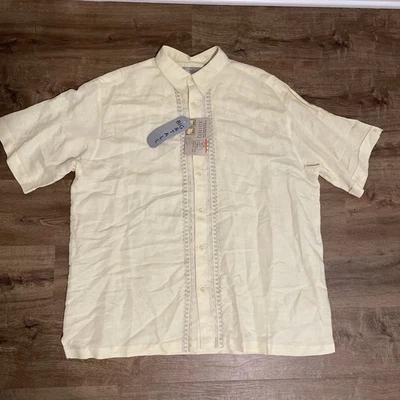 NWT Cubavera XXL Rayon Linen Short Sleeve Hawaiian Shirt Butter Big And Tall - Image 1 of 4