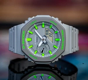 Custom Mod Casio G-Shock CasiOak Hand Painted GA-2100 Grey Green mods modified - Bild 1 von 5