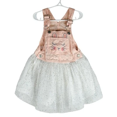 Macacão Saia OshKosh B'gosh Menina Coelho Rosa Branco Tule Prata Brilhante 3T - Imagem 1 de 4