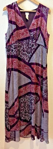 J Jill Maxikleid Burnout Samt Seide Y2K lila Boho Fee Goth romantisch Gr. 14 - Bild 1 von 13