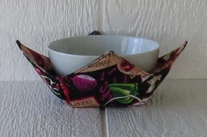Shrimp Onions Peppers Reversable Bowl Cozy-Candy Dish Cotton Fabric-7.5" Square - Picture 1 of 7