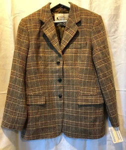 VTG AquascUtum Blazer Coat Jacket Women's Brown 100% Wool Made in London US Sz12 - Picture 1 of 12