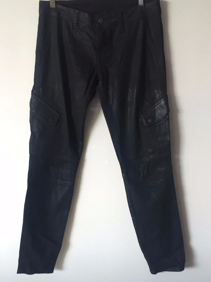 Pantalones de mezclilla GENETIC Denim 'The Avenger' negros espejos elásticos pierna estrecha cargo 28 Foto 1 de 4