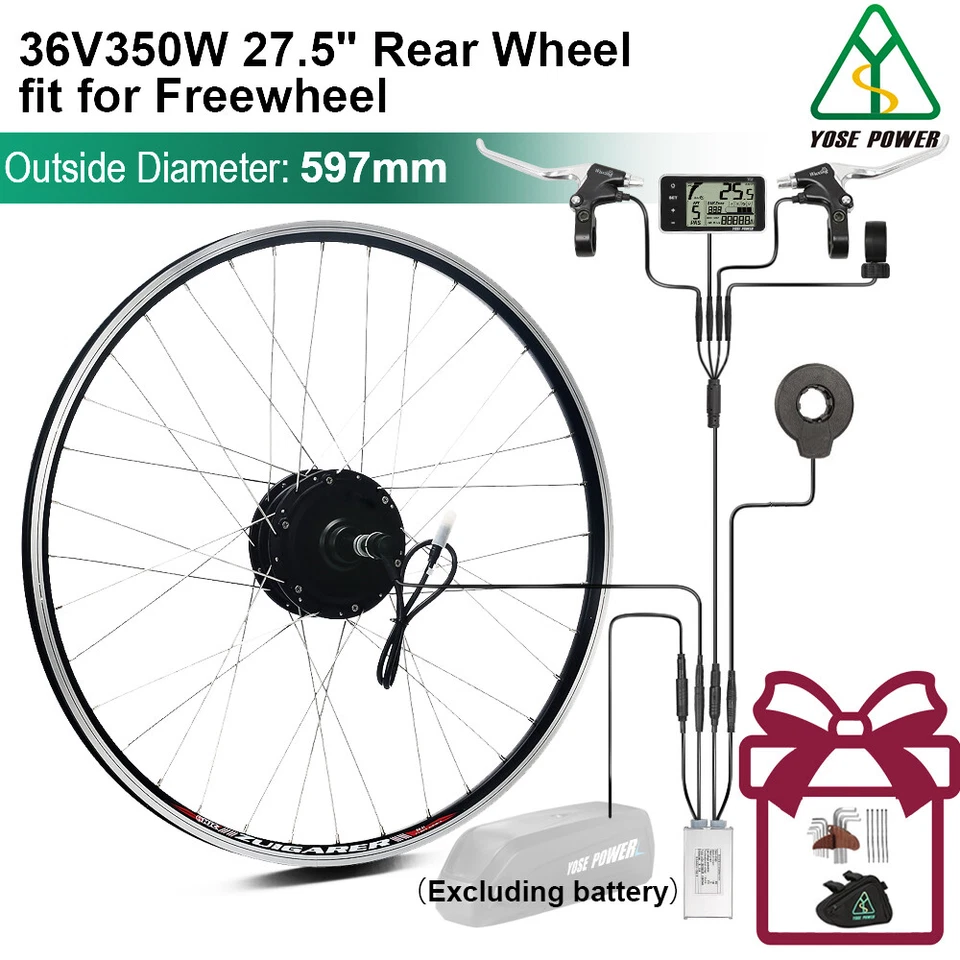 YOSE POWER Front Wheel Electric Bicycle Hub Motor Kit with Conversion Kit - Black
