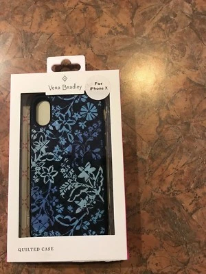 全新 Vera Bradley 绗缝图案布质保护壳 适用于 iPhone X - 多色蓝色 — 第 1/4 张图片