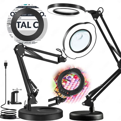 10X 15X Lupe mit Licht Ständer 2-in-1 stufenlos dimmbare LED-Schreibtischlampe - Bild 1 von 4
