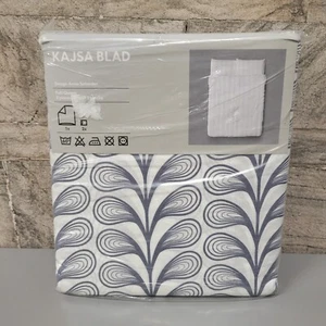 Copripiumone Ikea KAJSA BLAD Completo/Queen con 2 federe Cotone Bianco Grigio NUOVO - Foto 1 di 8