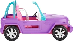 Barbie Spielzeugauto, lila Geländewagen mit 2 rosa Sitzen und gerissen, rollend - Bild 1 von 6