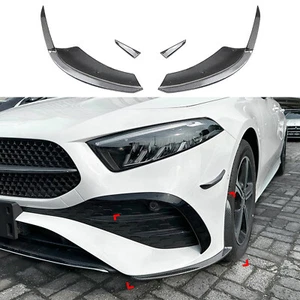 Carbon Look Front Side Spoiler Cover Trim For Benz W177 A180 A200 2023-2024 New - Picture 1 of 11