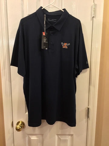 Auburn Under Armour NWT Eagle Thru A Retro Embroidered Heathered Navy Polo  2XL Cover