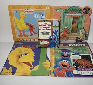 Sesame Street 5 Book Lot Counting Numbers Elmo’s Birthday Insects Big Bird Books - Picture 1 of 15