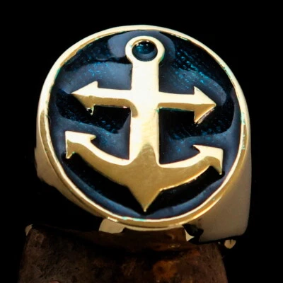ANCHOR RING, MENS COSTUME RING, SAILOR RING, ANCHOR SYMBOL RING, BLUE SIZE 13 - Image 1 of 4