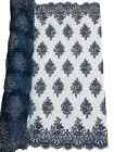 Heavy Bridal Lace Fabric Navy Blue Floral Beaded Heavy Lace Fabric Sold by Yard