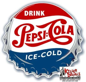 (PC-211) 12" PEPSI CAP DRINK ICE COLD SODA DECAL POP VENDING MACHINE COOLER - Picture 1 of 1