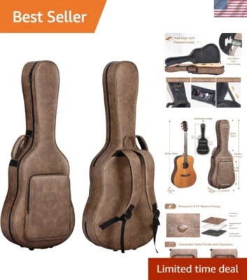 Estuche para guitarra acústica de 40 pulgadas con elegante carcasa rígida vintage y correas ajustables Foto 1 de 4
