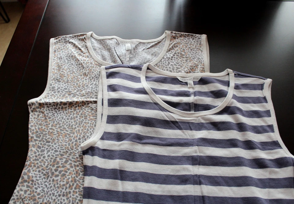 NUEVA Camiseta sin mangas larga túnica tejida mezcla de algodón estampada Victoria's Secret talla M Foto 1 de 1