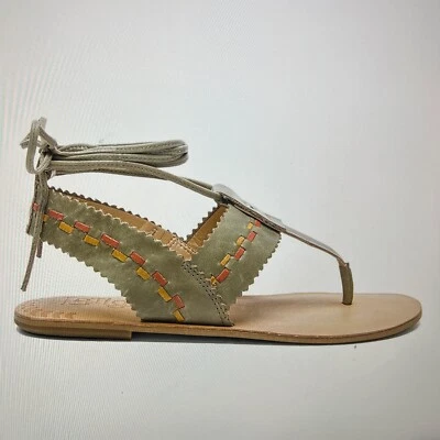 Sandalias Latigo para mujer 9,5 M envolventes al tobillo cuero gladiador punta abierta tanga plana Foto 1 de 4