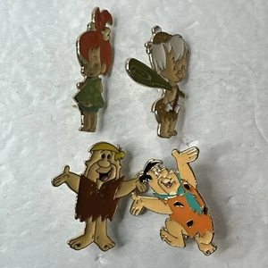 Vtg 1994 The Flintstones 2" Fred Pebble Barney Bamm Enamel Lapel Pin Set of 4 - Picture 1 of 4