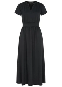 Damen 77 Lifestyle Kleid Maxi Dress in T-Shirt Optik V-Neck schwarz N24046058 - Bild 1 von 3