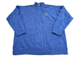 Suéter Pullover Azul Algodón Lauren Ralph Lauren Para Mujer XL Cresta Logo 1/4 Cremallera - Imagen 1 de 7