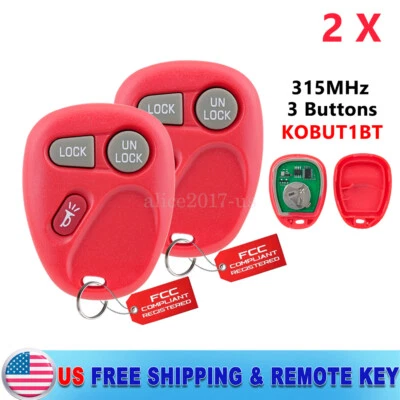 2 para Chevrolet Silverado 1500 2500 3500 1999 2000 2001 coche mando a distancia llavero rojo Foto 1 de 4