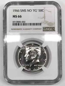 1966 SMS FS-901 NO "FG" Kennedy Half Dollar NGC MS-66 - Picture 1 of 4