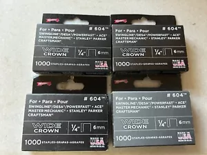 New 4-pack lot (1000/bx) Arrow #604 Wide Crown 1/4” 6mm Staples MADE IN USA - Picture 1 of 2