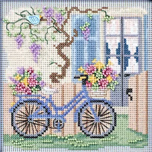 Cross Stitch Kit ~ Mill Hill 2024 Spring Series - Blue Bicycle #MH14-2414 - Picture 1 of 5