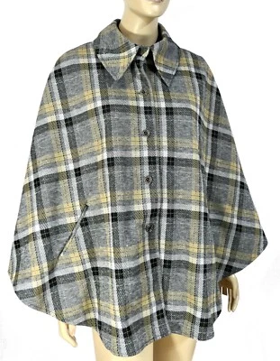 Poncho Capa Joyce Gris A Cuadros Vintage Mod Años 70 Foto 1 de 4