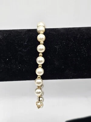 Браслет-разделитель из белого культивированного жемчуга золота 14 карат 7,25 дюйма - Изображение 1 из 4