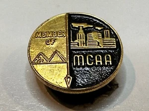 Vintage Deco Mason Contractors Association of America MCAA Screw back Lapel Pin - Picture 1 of 4