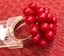 NEW! GAP Gorgeous Red & Gold Colored PomPom Puffy Flower Holiday Fashion Ring