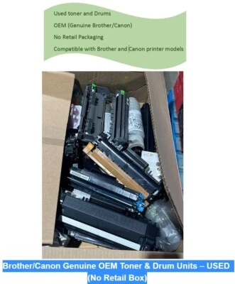 Lote de cartuchos de tóner originales Brother, Canon, Ricoh modelos mixtos usados/abiertos Foto 1 de 2