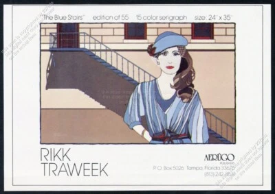 1980 Rikk Traweek The Blue Stairs arte mujer Aerugo anuncio impreso vintage Foto 1 de 4