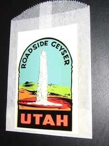 Vintage Aufkleber Reise Souvenirs Auto Auto Gepäck - Straßenrand Geysir Utah - Bild 1 von 1