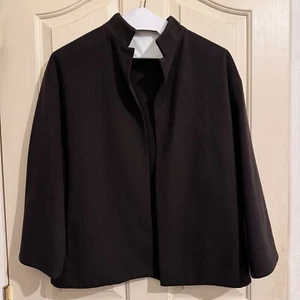 DUSAN Women's Small 100% Wool Brown Made in Italy Open Front Blazer Lagen EUC - Picture 1 of 10
