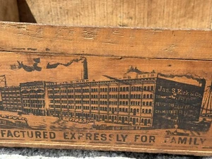 Jabón American Family C.1890 KIRK'S CAJA DE MADERA, ¡Hermosa Marca CHICAGO FÁBRICA! - Imagen 1 de 17