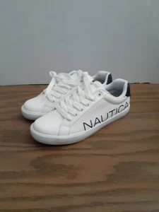 Nautica Steam3 Low Top Canvas Lace Up Sneaker Shoes Women's White & Blk SIZE 6.5 - Picture 1 of 3