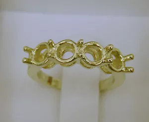 4 anelli in pietra montaggio 1/3 ct ciascuno 4,5 mm tondi 1,5 ct tw oro giallo 14 carati - Foto 1 di 8