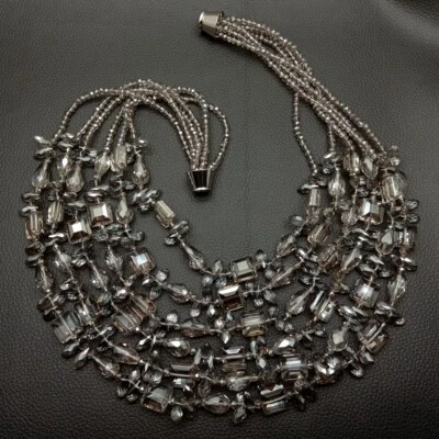 Collar de cristal gris multicapa de 19,5" 6 cuerdas Foto 1 de 4