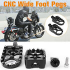 Black Wide Foot Pegs Fat MX Style Pedals Fit for Harley Dyna Sportster Bobber