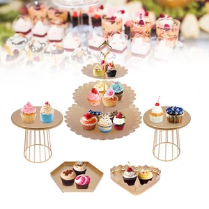 6 PCS Dessert Table Display Set Metal Cake Stand Wedding Party Cupcake Stand Set - Picture 1 of 22