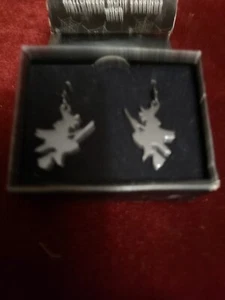 Avon Halloween "Witch" Motif Drop Earrings Shiny Black NEW . 2 available - Picture 1 of 3