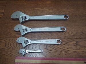 Craftsman USA Adjustable Wrench Set Crescent Like 12" 10" 8" 4" Amazing Shape