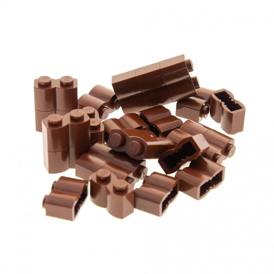 25x Lego Bau Stein modifiziert 1x2x1 rot braun Palisade Holz Block Profil 30136 - Bild 1 von 1