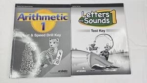 Abeka 1st Grade Teacher Key Lot 2 Books Quiz Test Homeschooling Math Letters - Picture 1 of 9